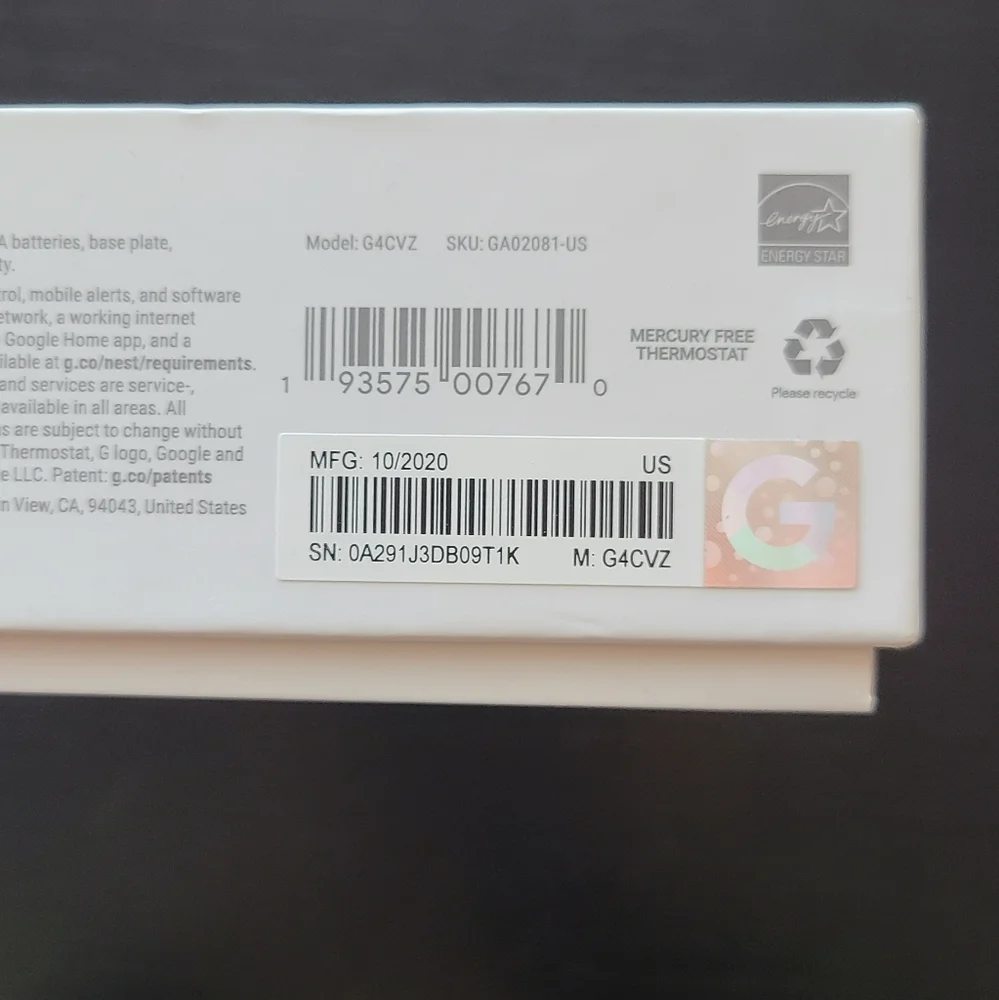 Google Nest Thermostat with Trim Kit